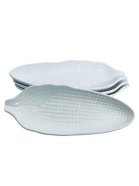 💚 Home Studio Ceramic Corn-Shaped Serving Dishes - Set of 4